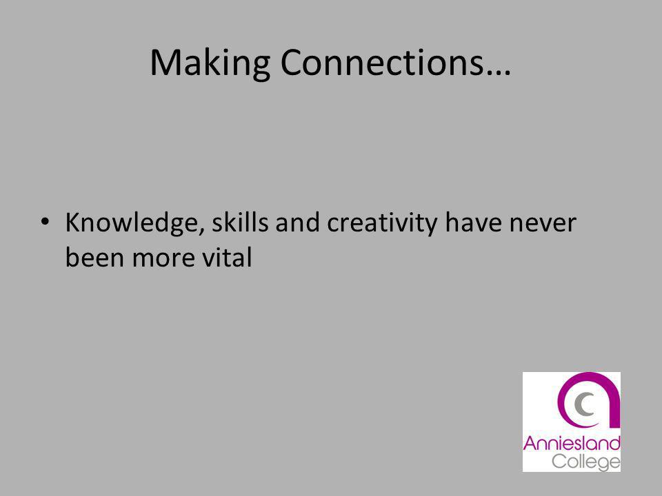 Making Connections… Knowledge, skills and creativity have never been more vital