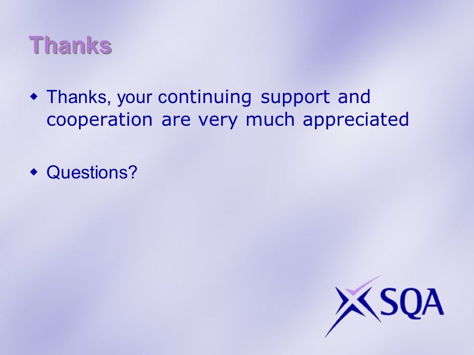Thanks Thanks, your c ontinuing support and cooperation are very much appreciated Questions