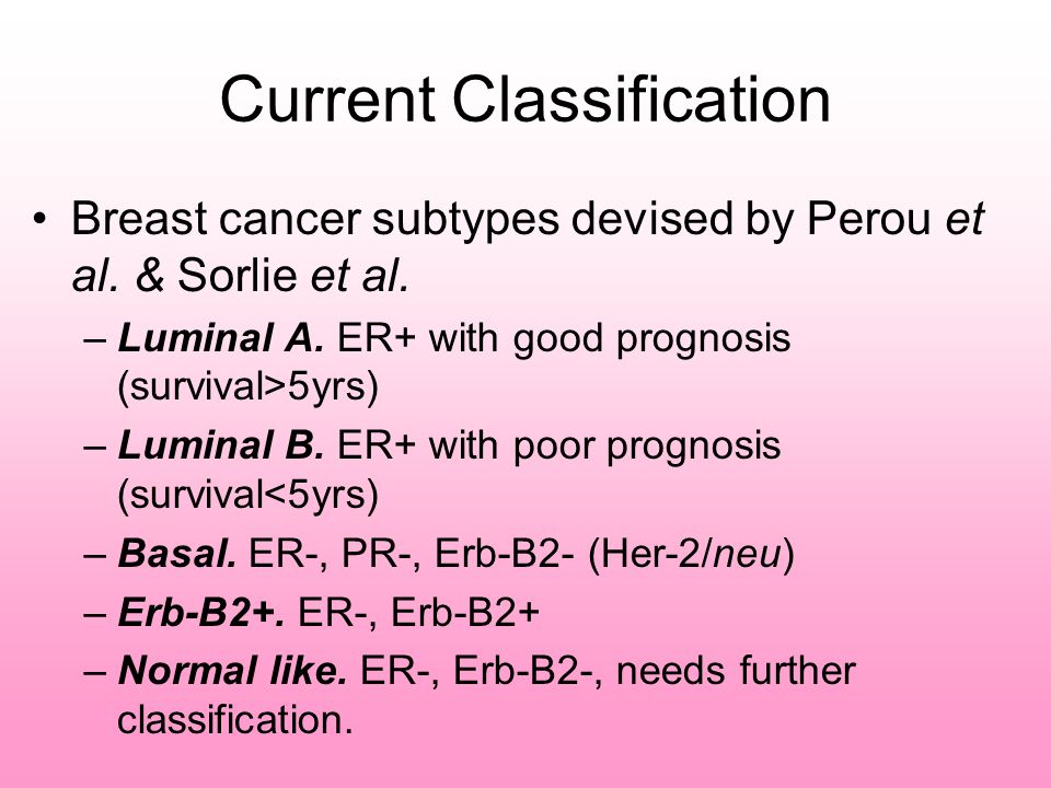 Current Classification Breast cancer subtypes devised by Perou et al.
