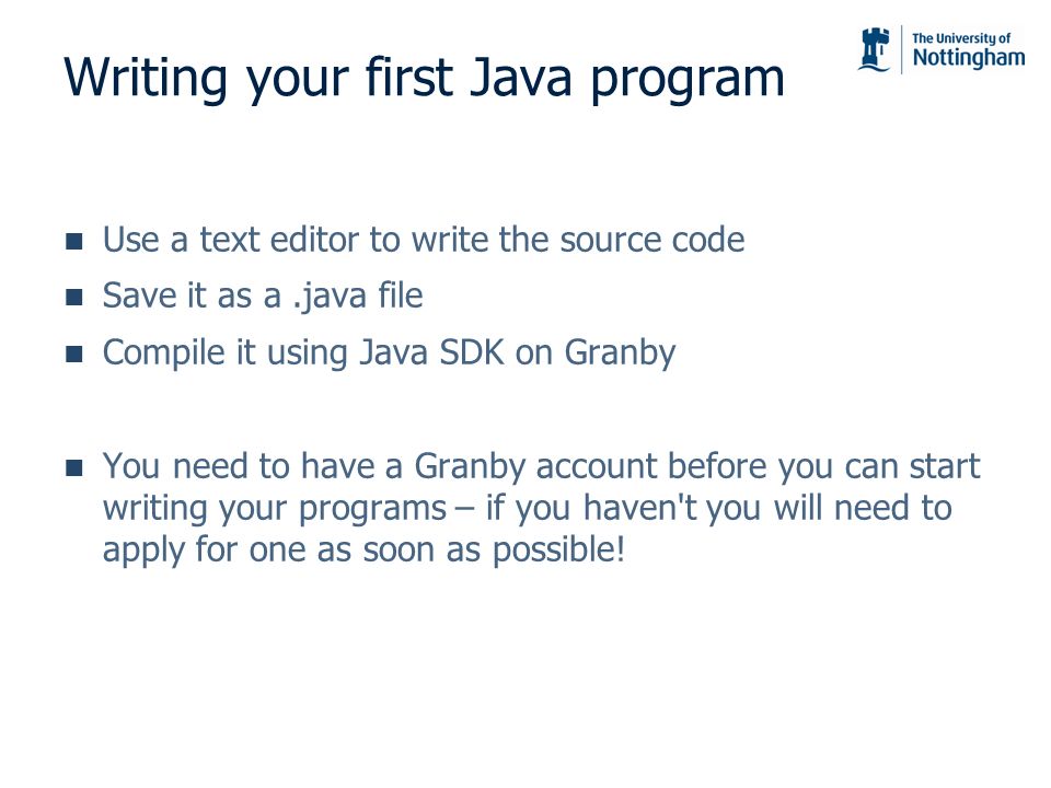 Writing Programs Using Java