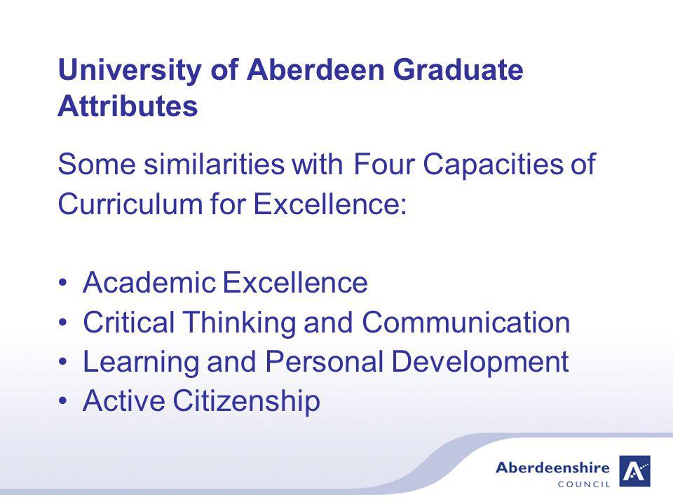 The Four Capacities The purpose of the curriculum is encapsulated in the four capacities - to enable each child or young person to be a successful learner, a confident individual, a responsible citizen and an effective contributor The experiences and outcomes are a set of statements which describe the expectations for learning and progression for each of the eight curriculum areas.