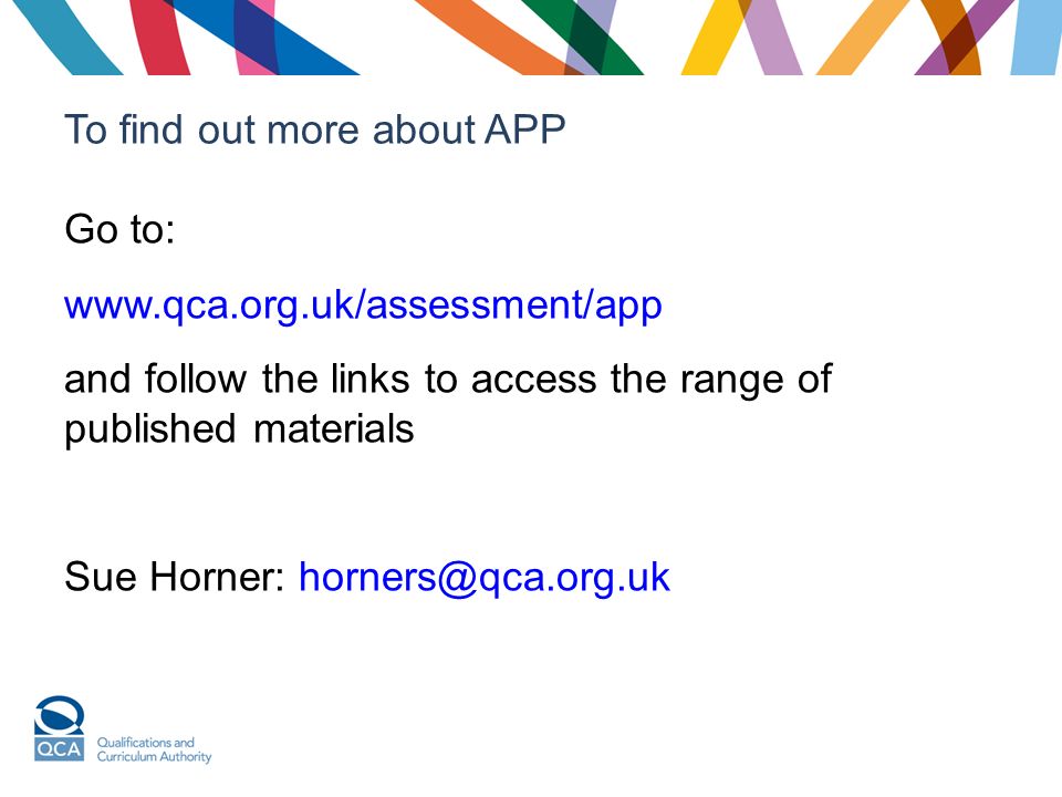 To find out more about APP Go to:   and follow the links to access the range of published materials Sue Horner: