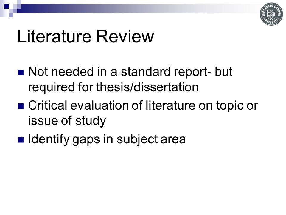 Critical Literature Review Dissertation