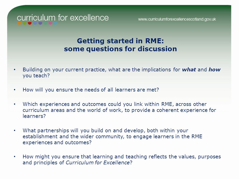 Getting started in RME: some questions for discussion Building on your current practice, what are the implications for what and how you teach.