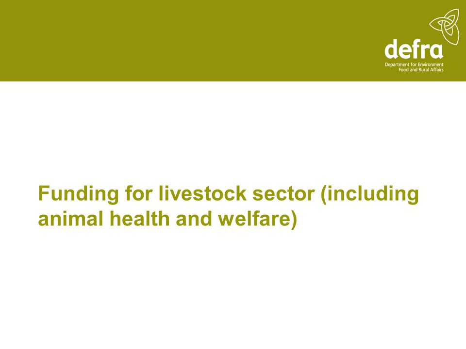 Funding for livestock sector (including animal health and welfare)