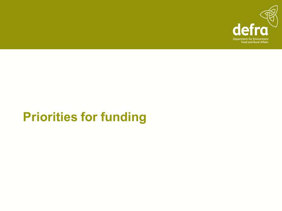 Priorities for funding