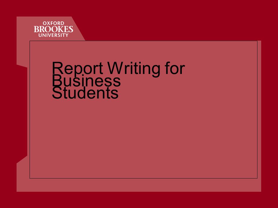 Report Writing for Business Students