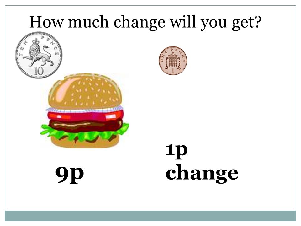 How much change will you get 9p 1p change