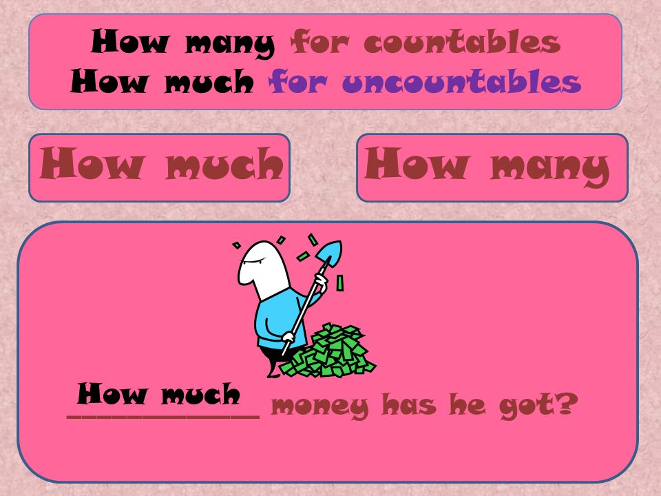 How muchHow many How many for countables How much for uncountables _____________ paper is left for the printer.