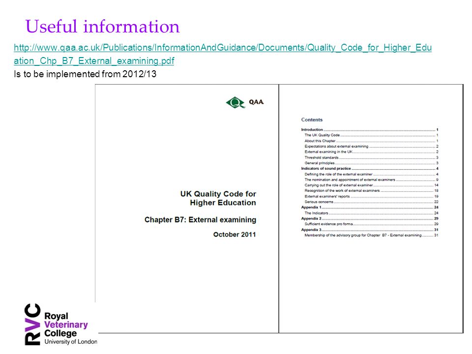 Useful information   ation_Chp_B7_External_examining.pdf Is to be implemented from 2012/13