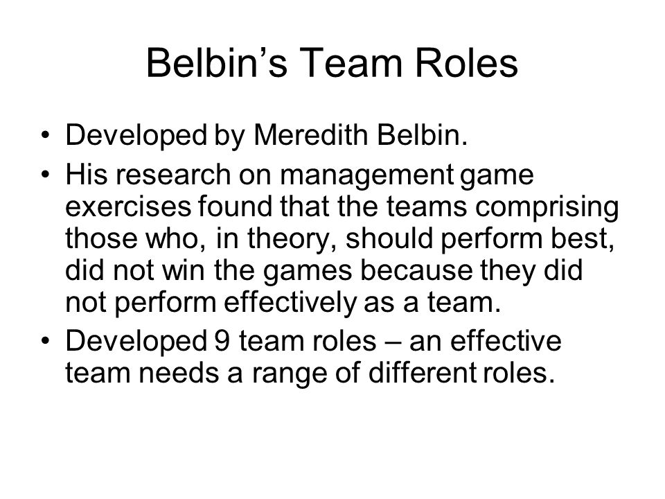 belbins team role belbins team role