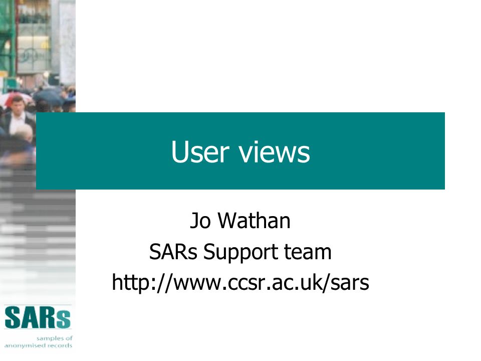 User views Jo Wathan SARs Support team