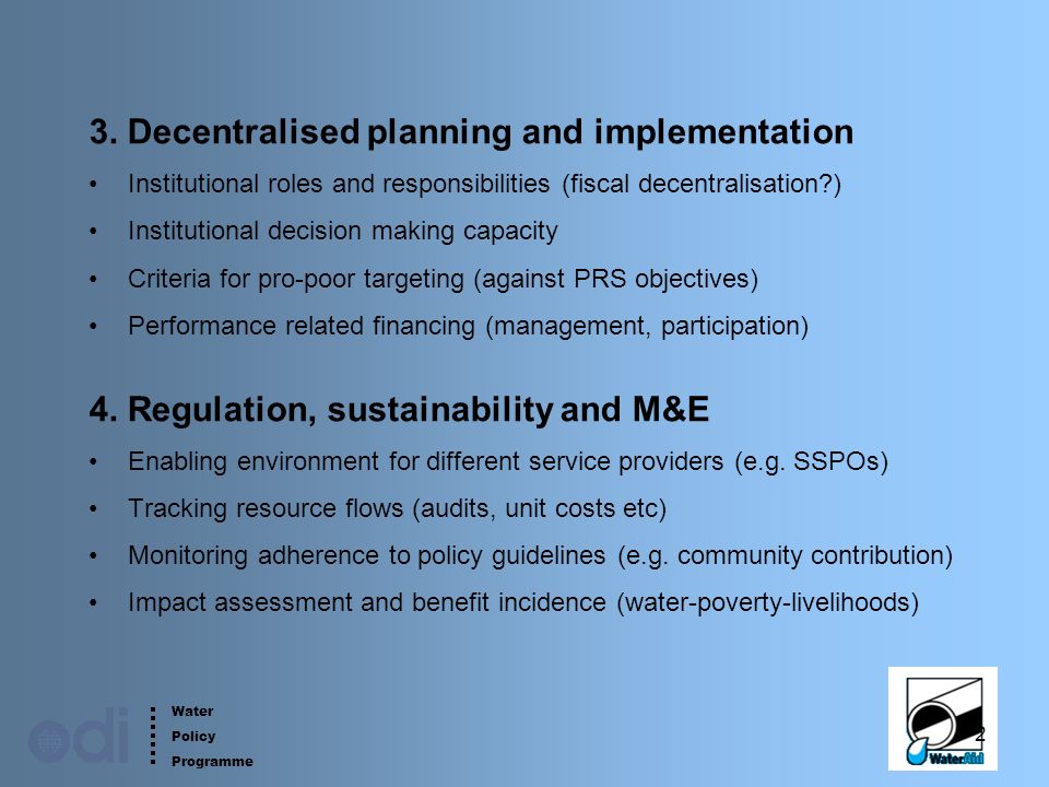 Water Policy Programme 2 3.