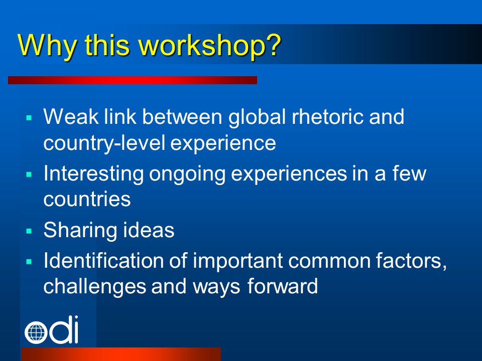 Why this workshop.