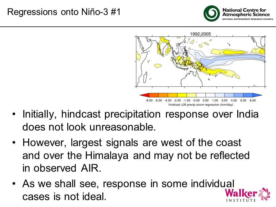 Click to edit Master title style Initially, hindcast precipitation response over India does not look unreasonable.
