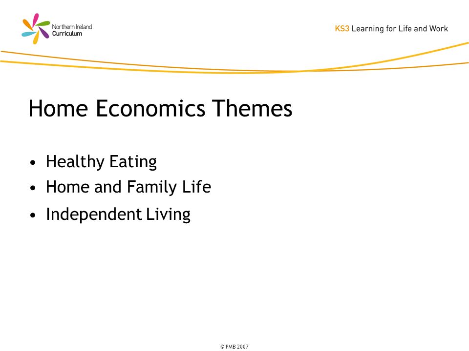 © PMB 2007 Healthy Eating Home and Family Life Independent Living Home Economics Themes
