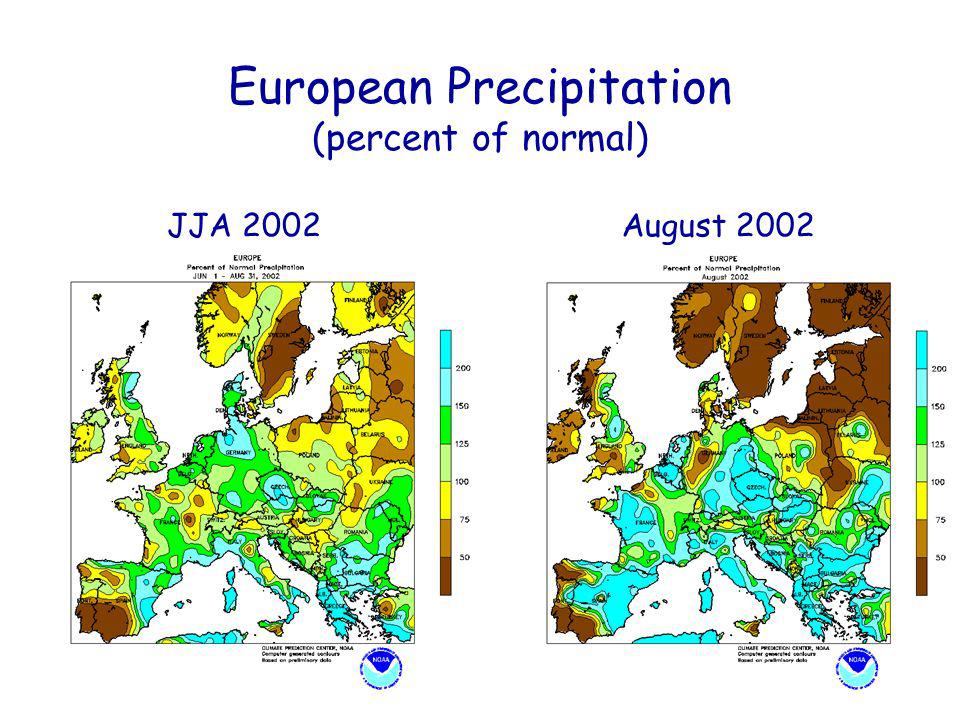 European Precipitation (percent of normal) JJA 2002August 2002
