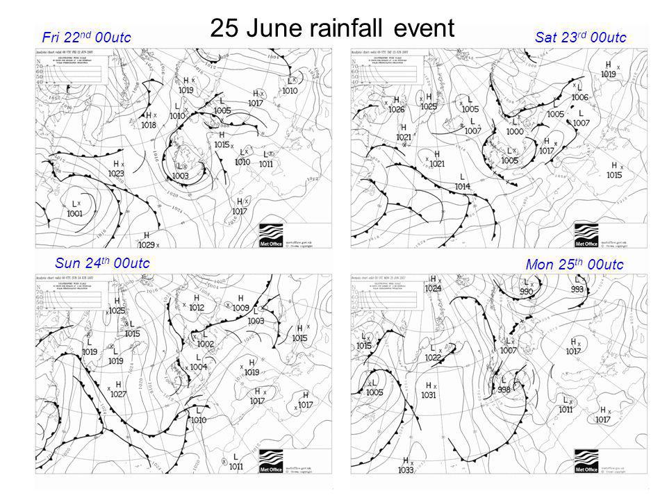 25 June rainfall event Mon 25 th 00utc Sat 23 rd 00utcFri 22 nd 00utc Sun 24 th 00utc