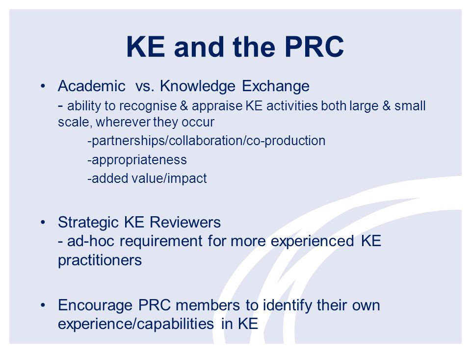 KE and the PRC Academic vs.