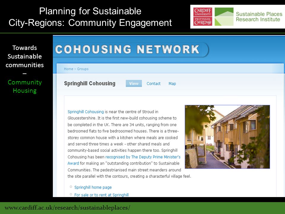 Towards Sustainable communities – Community Housing Planning for Sustainable City-Regions: Community Engagement