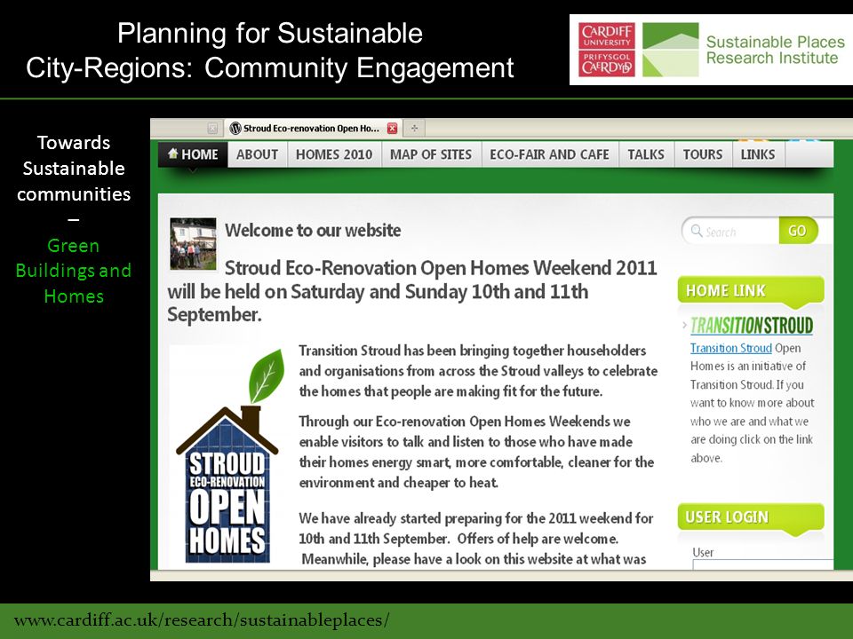 Towards Sustainable communities – Green Buildings and Homes Planning for Sustainable City-Regions: Community Engagement