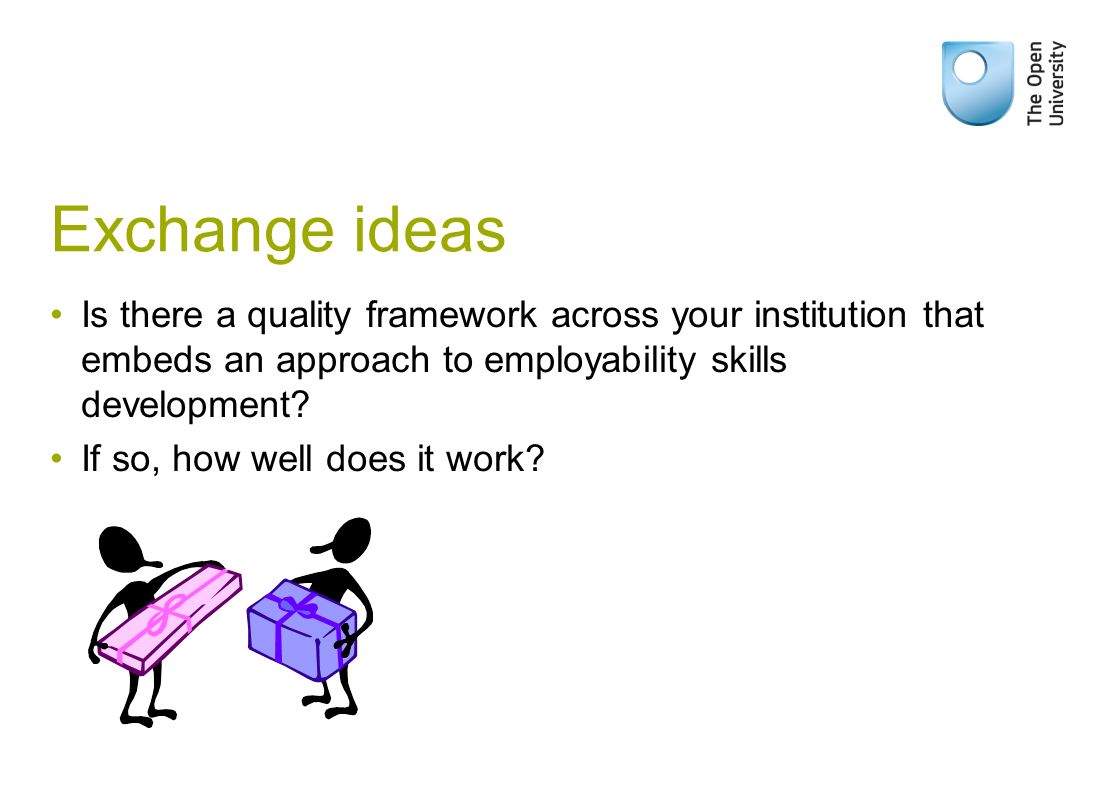 Exchange ideas Is there a quality framework across your institution that embeds an approach to employability skills development.