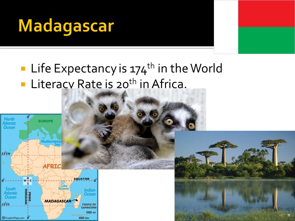  Life Expectancy is 174 th in the World  Literacy Rate is 20 th in Africa.