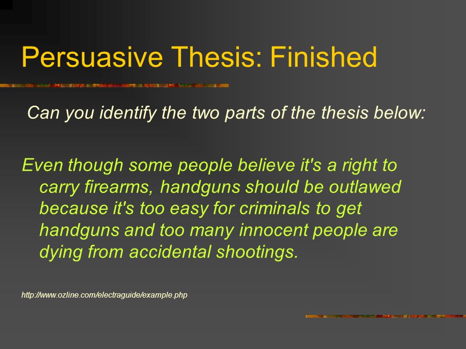 Thesis For A Persuasive Essay