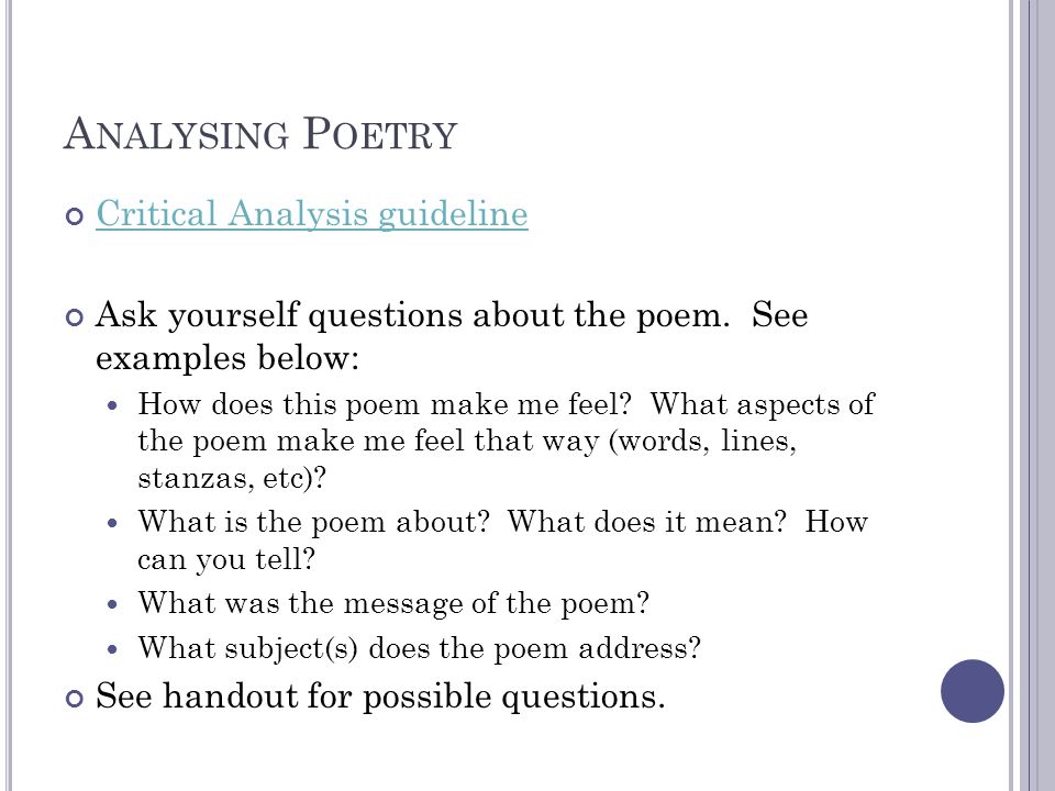 Example of a critical essay on a poem