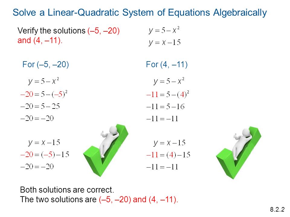 Solving Quadratic Equations Algebraically Talkchannels Math 20 1 Chapter 8 Systems Of Equations 2 Solving