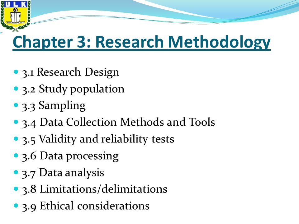 methodology sample in research paper