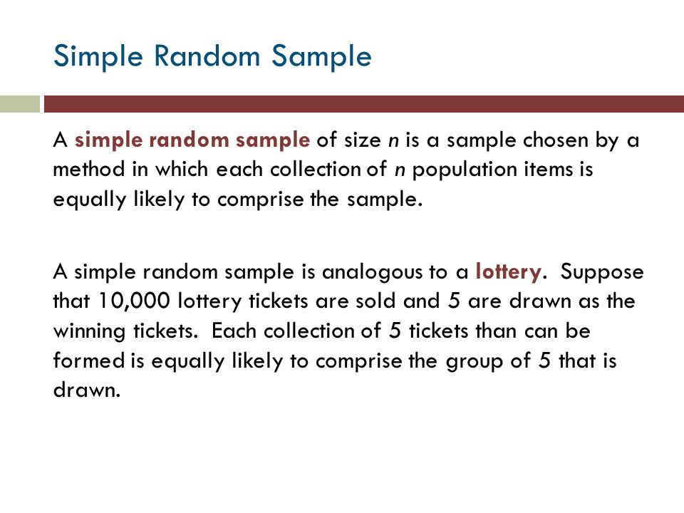 section 1 1 sampling objectives 1 construct a simple random sample suppose a simple random sample of size n is drawn from a large population with mean