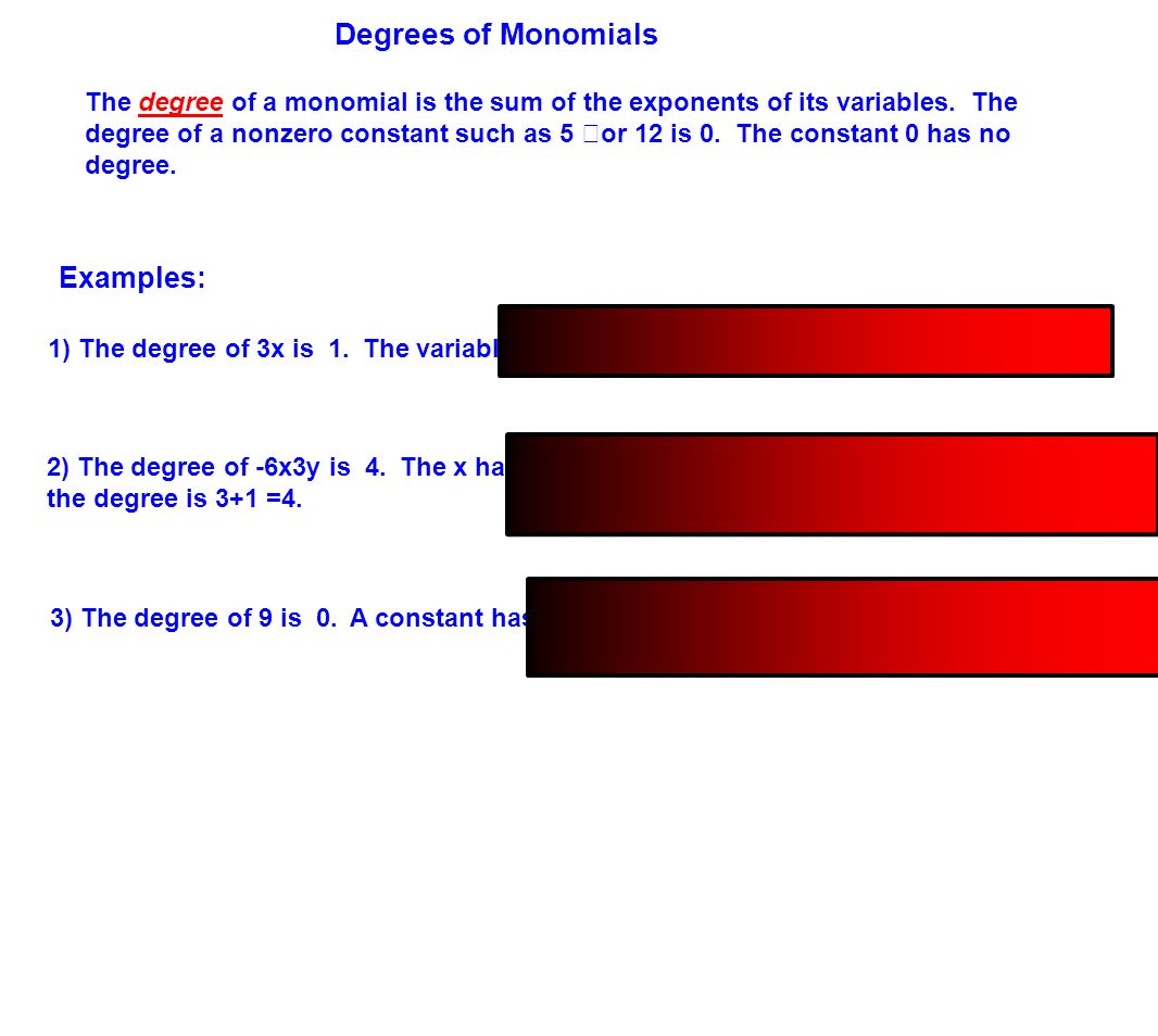 worksheet Degree Of A Monomial table of contents definitions monomials polynomials and 6 degrees