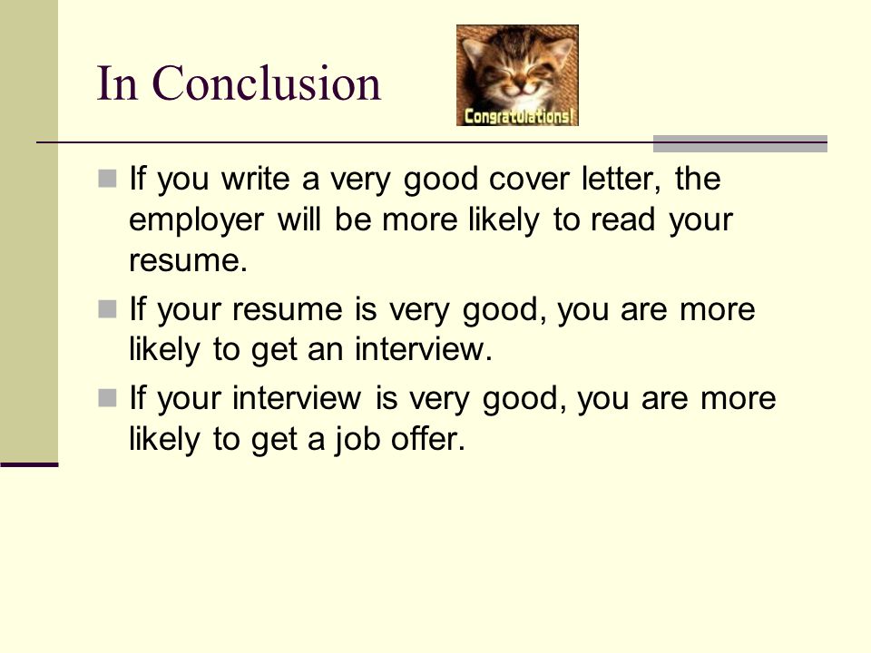 very good cover letter