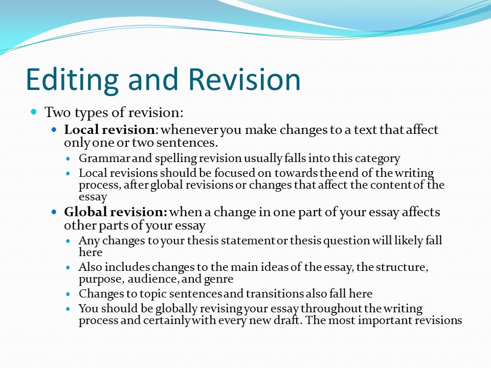editing and revising your essay editing and revising your essay
