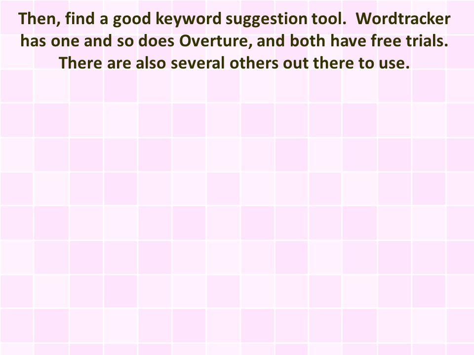 Then, find a good keyword suggestion tool.