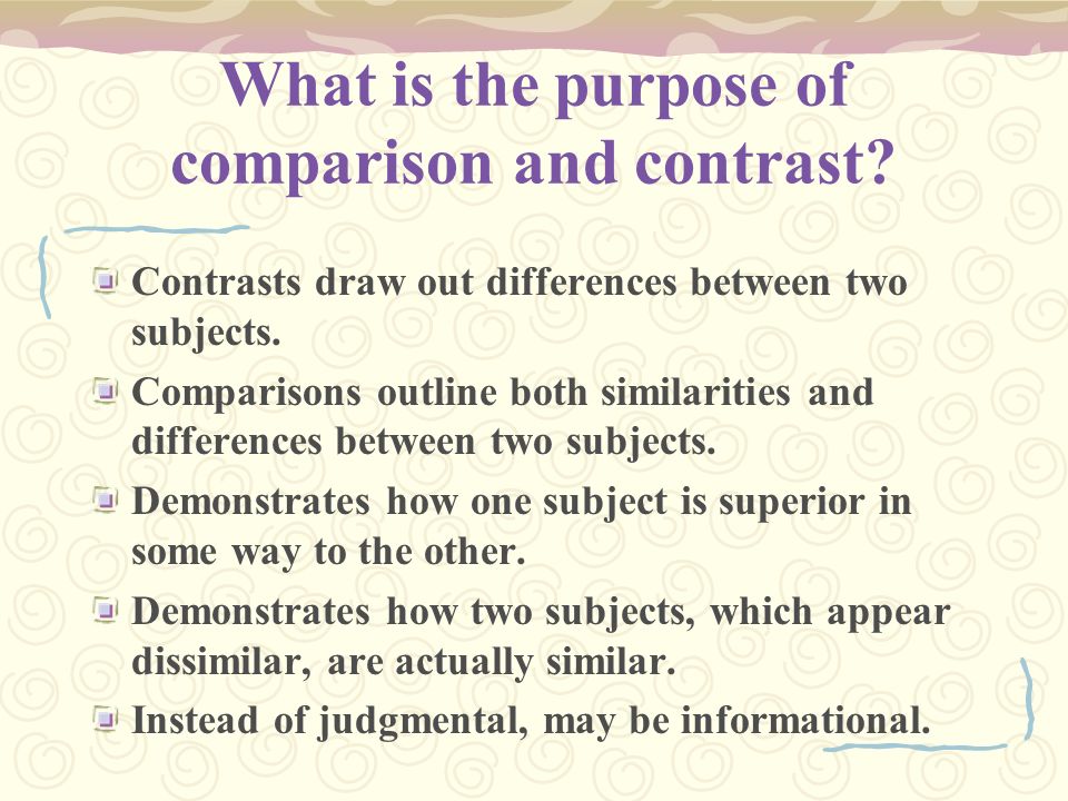 outline for a compare and contrast essay