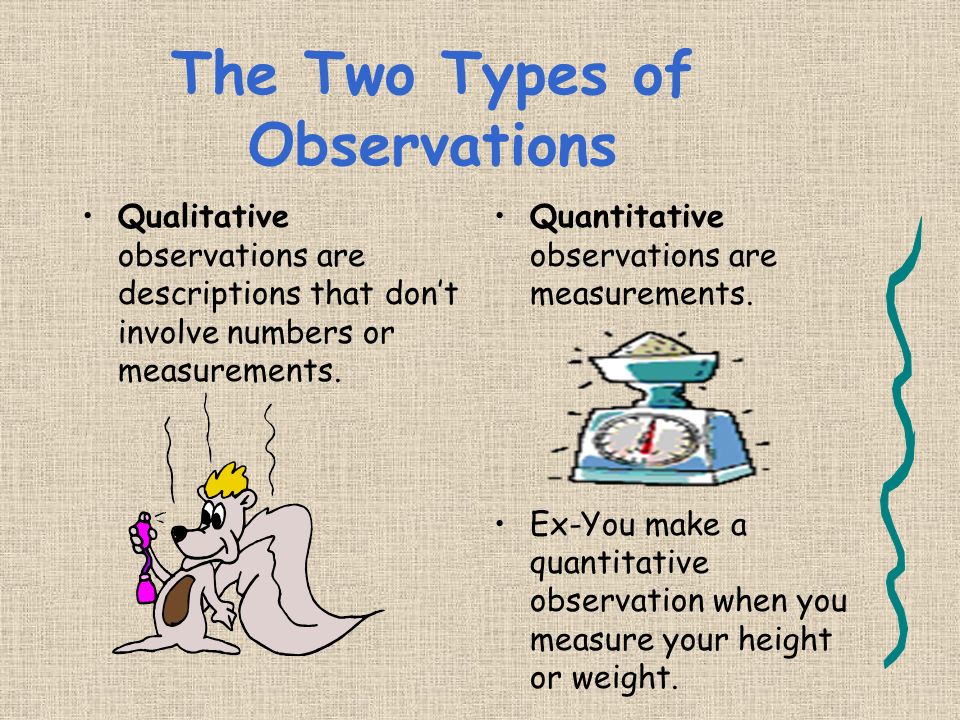 Observing is using one or more of your senses to gather information