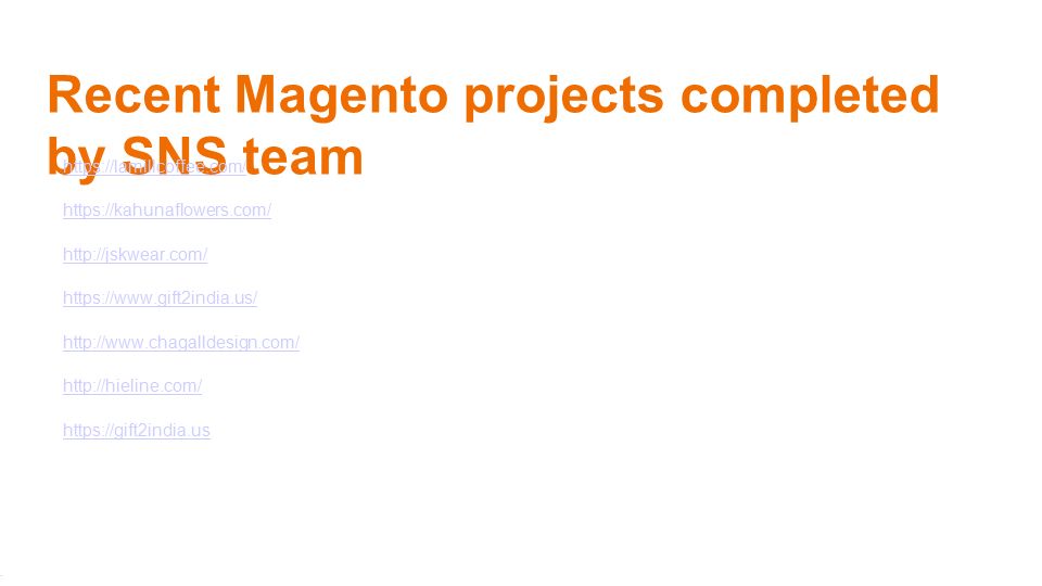 Recent Magento projects completed by SNS team