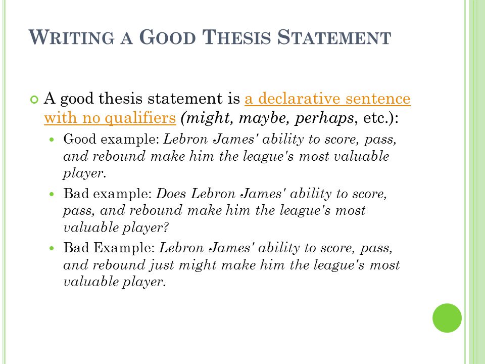 example of a thesis statement example of a thesis statement