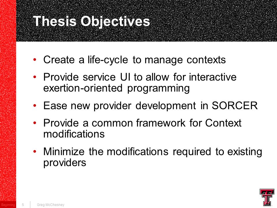 thesis objectives thesis objectives