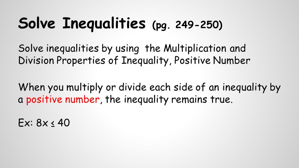 Solve Inequalities (pg.
