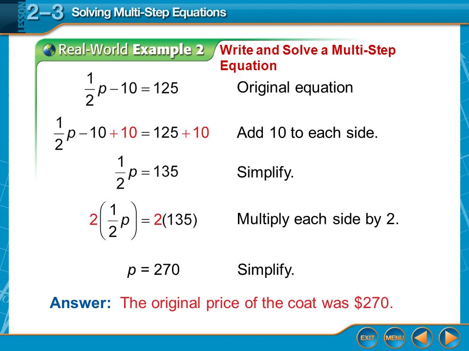 Over Lesson 2 Splash Screen Then Now You Solved Single Step 12 Example
