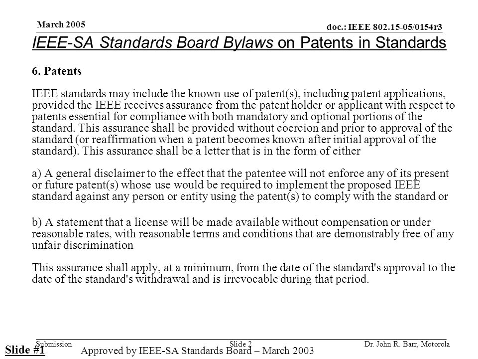 doc.: IEEE /0154r3 Submission March 2005 Dr.