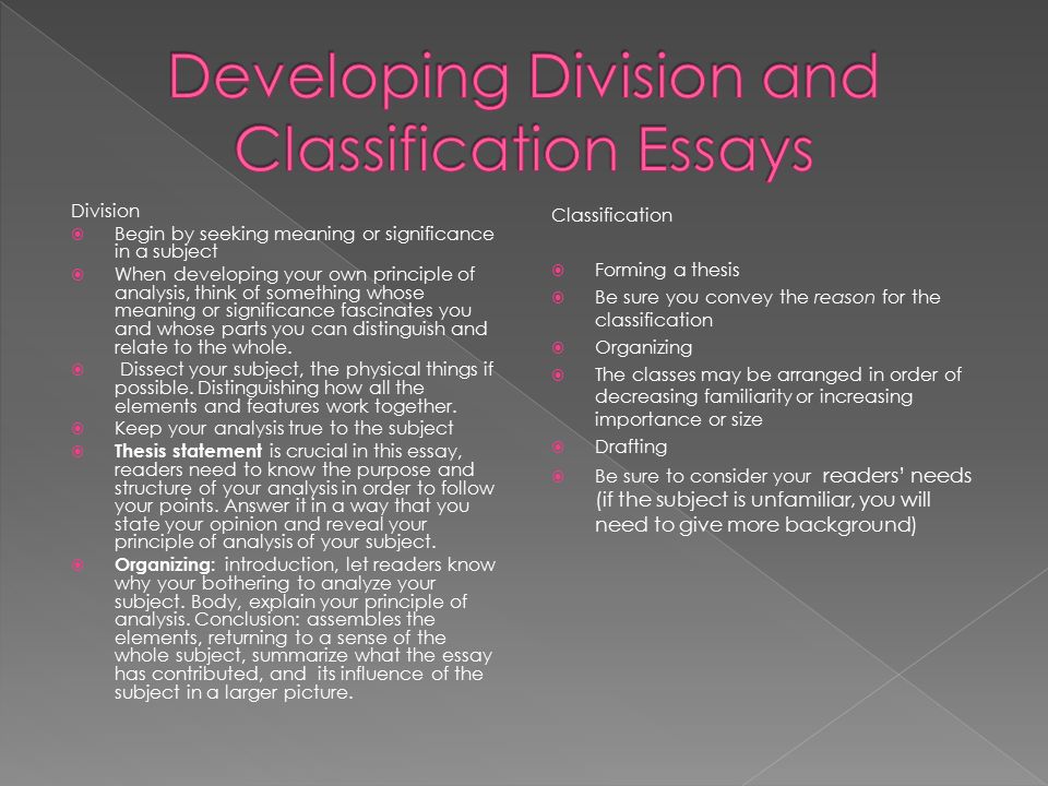classification essay meaning