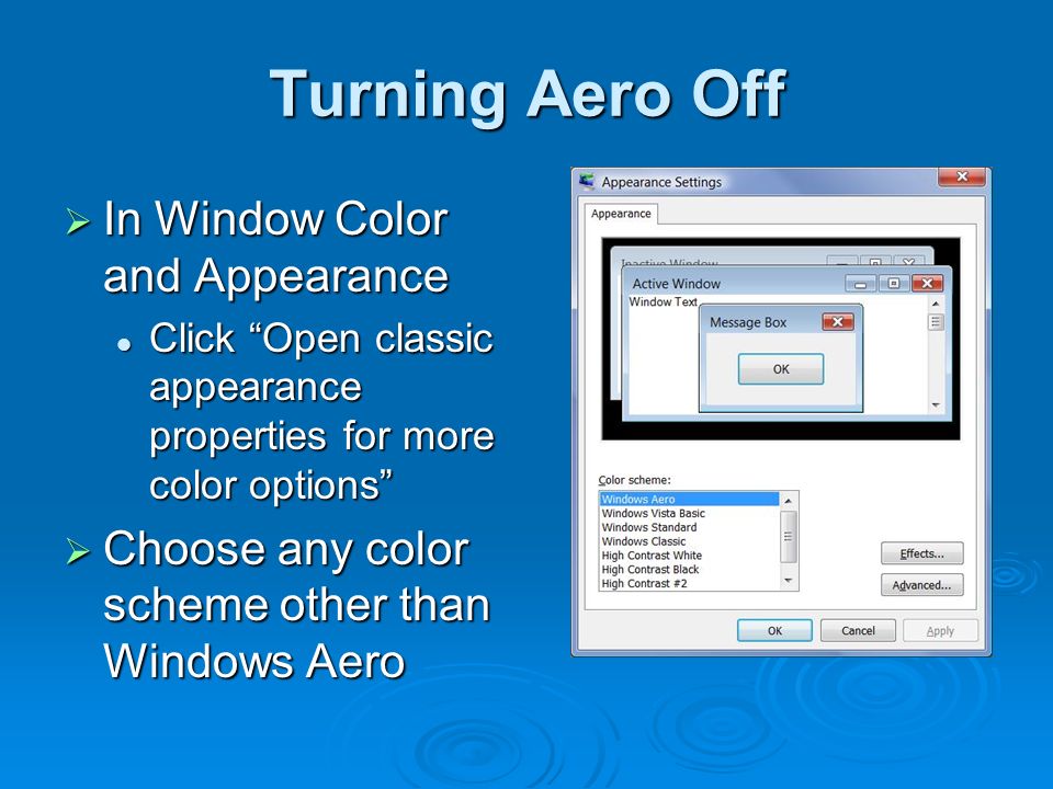 Windows Vista Window Color And Appearance
