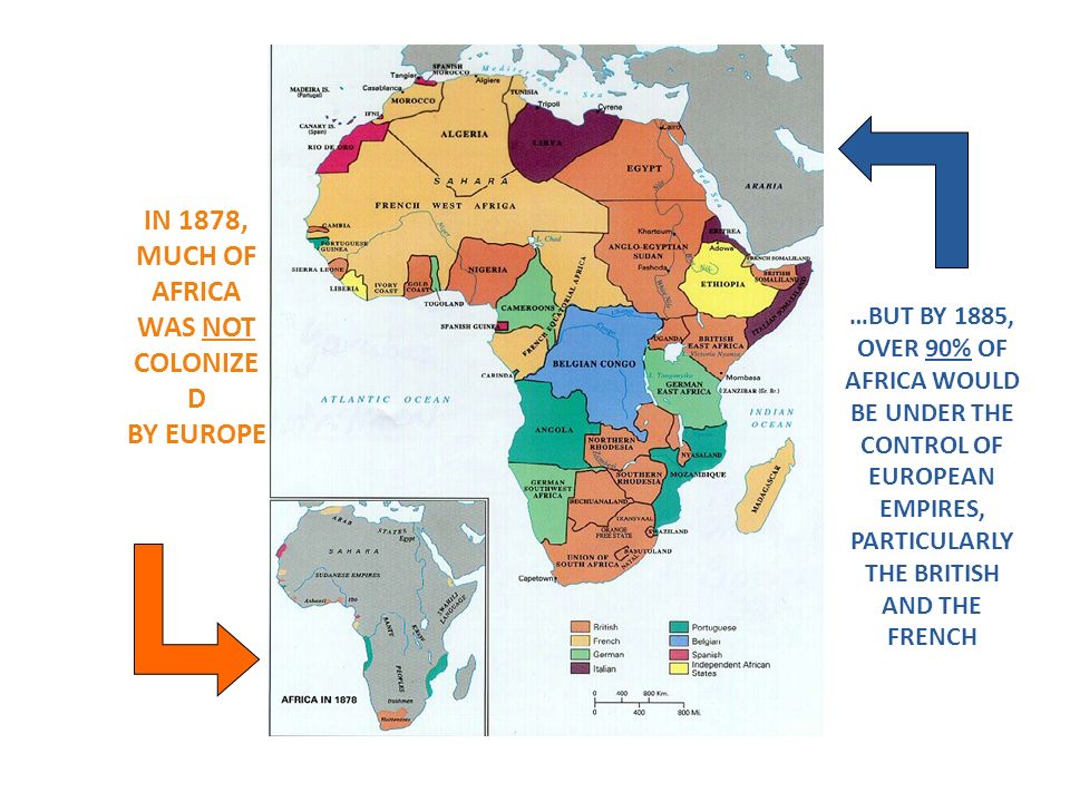 IN 1878, MUCH OF AFRICA WAS NOT COLONIZE D BY EUROPE …BUT BY 1885, OVER 90% OF AFRICA WOULD BE UNDER THE CONTROL OF EUROPEAN EMPIRES, PARTICULARLY THE BRITISH AND THE FRENCH