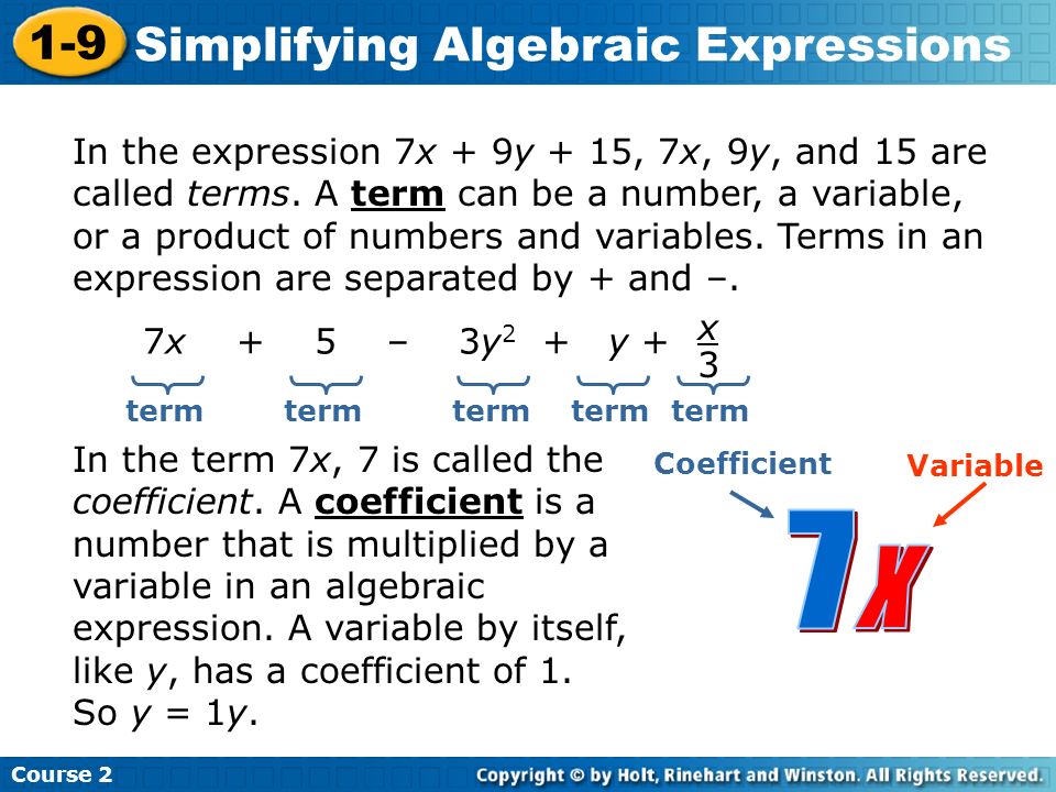 Simplify Algebraic Equations Talkchannels Course Simplifying Algebraic Expressions 1 9