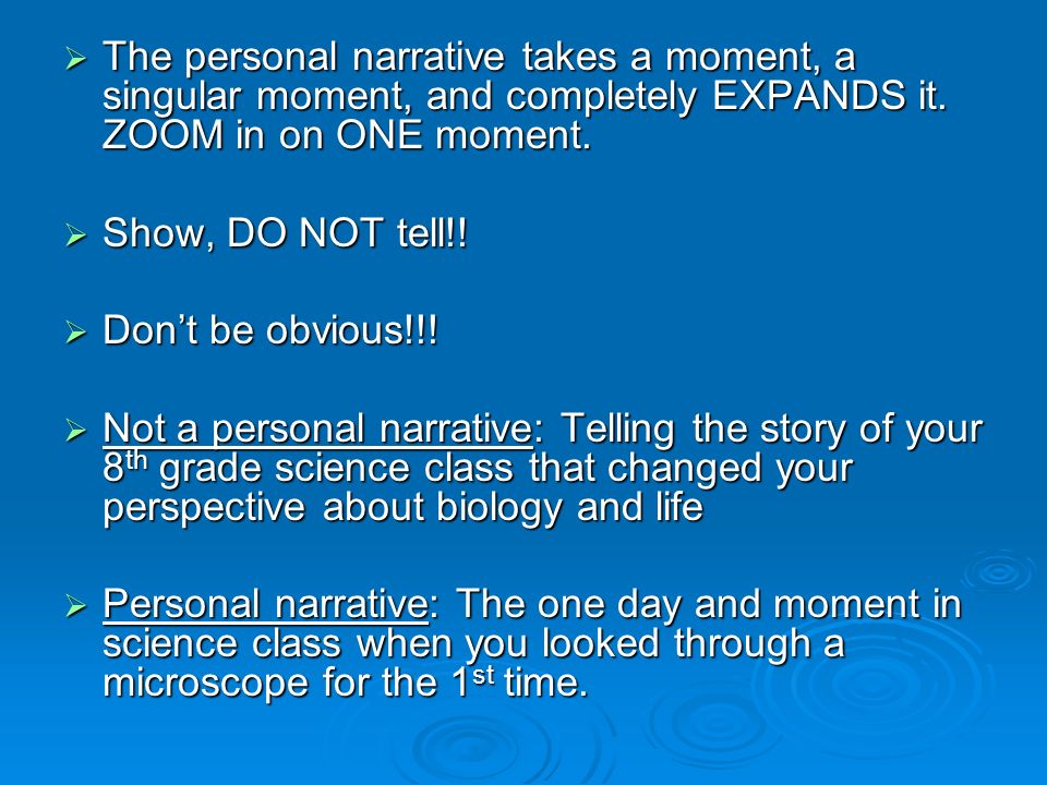 a personal narrative about view on life Narrative point of view: the perspective (or type of personal or non of view or narrative perspective observing his life from a distance as a way to. a personal narrative about view on life Narrative point of view: the perspective (or type of personal or non of view or narrative perspective observing his life from a distance as a way to.