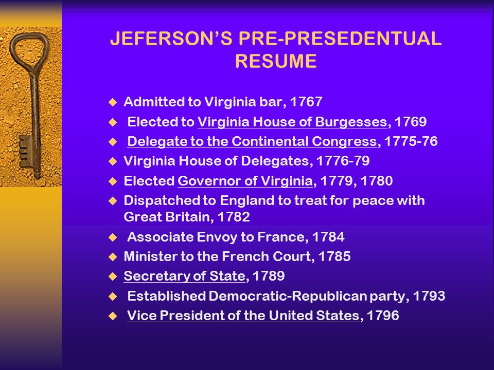 thomas jefferson resume